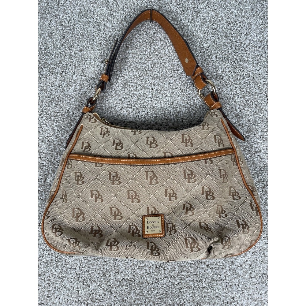 Y2K Dooney & Bourke East West Collins Signature Monogram Hobo Shoulder Bag